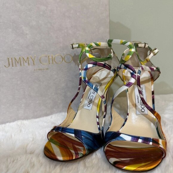 Jimmy Choo Multicolor Lang Strappy Heels - Picture 1 of 12